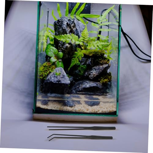 4pcs Stainless Steel Aquarium Tweezers: 27cm Fish Tank Tongs Tool - Long Handle With Curved And Straight Tip - Stable Grabber Aquatic Plants/reptile Feeding