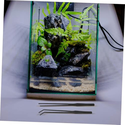 4pcs Stainless Steel Aquarium Tweezers: 27cm Fish Tank Tongs Tool - Long Handle With Curved And Straight Tip - Stable Grabber Aquatic Plants/reptile Feeding
