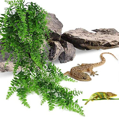 1PC Reptile Plants Bendable Climbing Fake Vine Pet Habitat Decorations Leaves Hanging Silk Terrarium Plant with Suction Cup for Bearded Dragons Lizards (1PC) (JGSC-0SC)