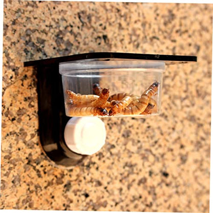 1pc Reptile Water Food Bowl Black Feeding Ledge for Lizards Geckos Other Reptiles Easy to Clean Suction Cup Design Suitable for Tanks and Boxes - size: Size 1