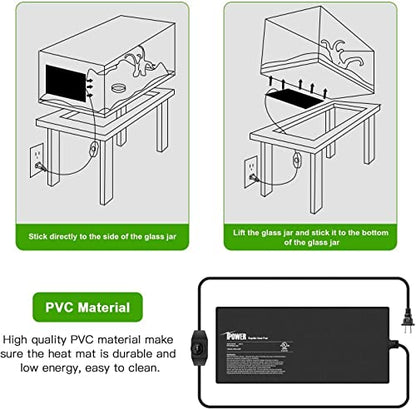iPower 8 by 18-Inch Reptile Heat Mat with Temperature Adjustable Controller Knob, LCD Digital Aquarium Thermometer, Under Tank Warmer Terrarium Heat Pad for Reptiles and Amphibians - size: 8 X 18 Inch, style: Pad with Adjust Knob+ Thermometer