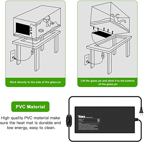 iPower 8 by 18-Inch Reptile Heat Mat with Temperature Adjustable Controller Knob, LCD Digital Aquarium Thermometer, Under Tank Warmer Terrarium Heat Pad for Reptiles and Amphibians - size: 8 X 18 Inch, style: Pad with Adjust Knob+ Thermometer