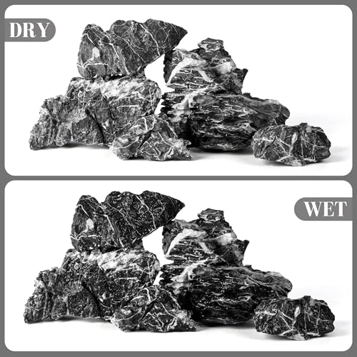 2.2-8.1 Inches Natural Seiryu Stone, 5 PCS Mixed Sizes Aquarium Rocks for Aquascaping, Iwagumi Layouts, Terrariums & Aquarium Décor - size: 2.2-8.1 in