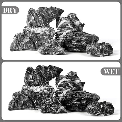 2.2-8.1 Inches Natural Seiryu Stone, 5 PCS Mixed Sizes Aquarium Rocks for Aquascaping, Iwagumi Layouts, Terrariums & Aquarium Décor - size: 2.2-8.1 in
