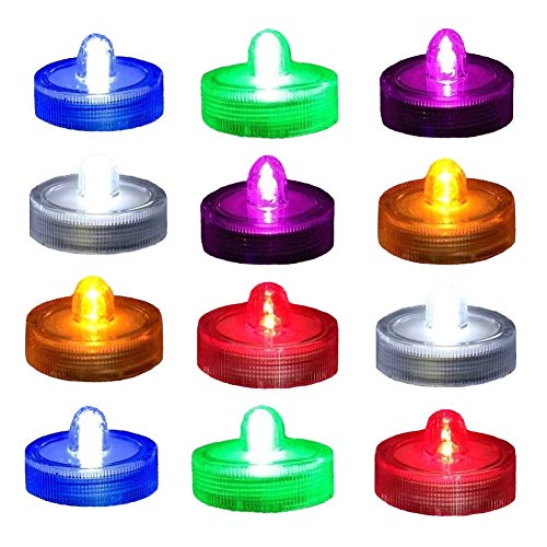 Home Decorations LED Tea Candles Bulb Battery Operated Flameless for Seasonal & Festival Celebration, Pack of 12, Electric Fake Candle in Multi-Color Flashing and Wave Open - color: Multicolor