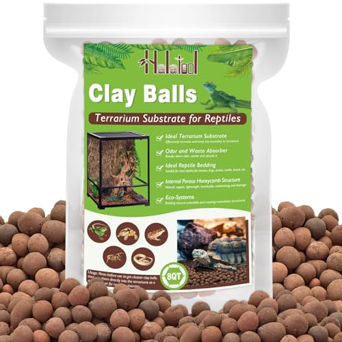Halatool 8QT Leca Clay Balls Terrarium Substrate for Reptile – False Bottom | Organic Expanded Clay Pebbles for Reptile Terrarium Drainage Layer, Lightweight & Reusable, for Geckos, Tortoises & Frogs - size: 8QT