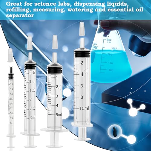 10 Pack 3ml/cc Syringe with Cap, Small Plastic Syringes without Needle, Individually Wrapped, for Liquid Oral Measurement, Scientific Lab, Colostrum Collect, Feeding Pet, Watering - style: 3ml