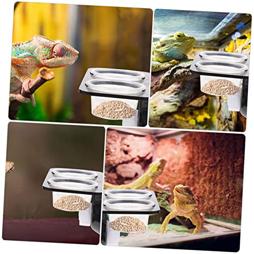 2-Pack Reptile Feeding Ledge with Suction Cup Gecko Water Feeder and Food Bowl for Reptile Tank Supplies Random Color Accessories