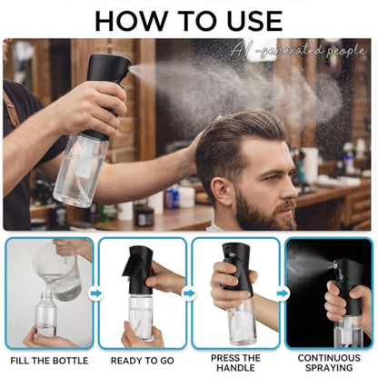 Spray Bottles 250ml/8.5oz 2 Pack Continuous Spray Bottle for Hair Refillable Fine Mist Sprayer Water Spray Bottles for Cleaning Kitchen Hair Care Skin Toner(Black) - style: B-black 2PCS