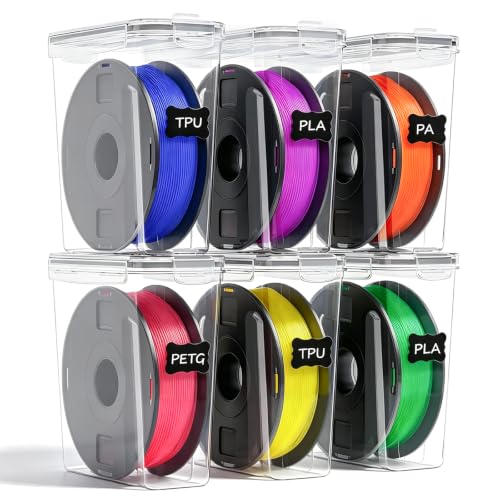 3D Printer Filament Storage Box, 6 Pack Stackable Filament Dry Organizer | Dustproof Filament Dry Box Storage Container, Compatible with PLA PETG ABS TPU 3D Printing Filament Spools - color: Black-6-pack