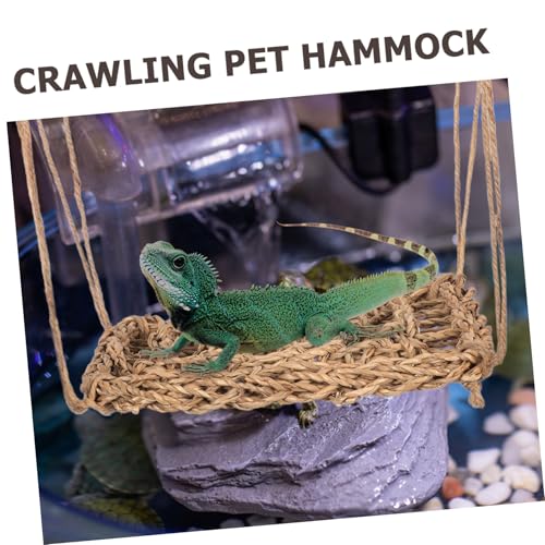 BESPORTBLE Reptile Hammock for Animals Woven Hanging Bed for Lizards Bearded Dragons Hamsters Easy to Install Design for Cozy Rest and Playtime Natural Grass Material