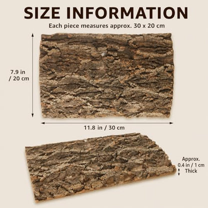 RHBLME 6 Pack Cork Bark for Reptiles, 11.8" L x 7.8" W Cork Bark for Terrarium, Reptile Tank Background Terrarium Backdrop Wall Decor Natural Reptile Climbing Mat