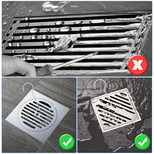 2 Pcs Drain Lifing Hooks for Shower, Drain Key Stainless Steel Drains Grate Puller Lift Out Keys for Easy Shower Drains Cleaning, Rustproof DrainGrate Puller for Showers, Bath, Sink Daily Cleaning