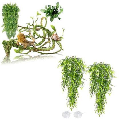 Hamiledyi Reptile Plants Bendable Jungle Climbing Vine Terrarium Branch and Large Driftwood for Reptile Tank 11-16" Natural Bearded Dragon Wood for Ball Python Gecko Lizard Chameleon Iguana