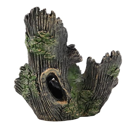 Aquarium Driftwood Decoration Artificial Resin Tree Trunk for Fish Tank Ornaments, Terrarium Vivarium Reptile Cave Hide Aquatic Decoration (ST-004A) - size: ST-004A