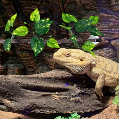2pcs Artificial Reptile Climbing Vines with Flexible Plastic Green Leaves for Terrarium Decor, Versatile Jungle Vine Branches for Bearded Dragon and Snake Habitat