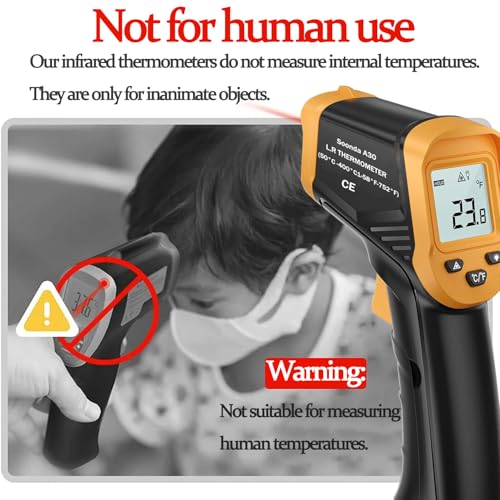 Infrared Thermometer, Digital Laser Temperature Meter -37°F~932°F (-32°C~400°C) IR Temperature Gun (Not for Humans) Ideal for Cooking, Frying, Kitchen, Barbecue, Meat, Sugar, Freezer