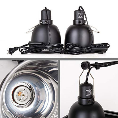 REPTI ZOO Reptile Light Fixture 2 Packs 5.5 Inch Deep Dome Lamp Cap, Optical Reflection Cover for Reptile Glass Terrariums