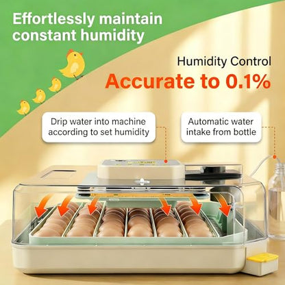 Sailnovo 48 Egg Incubator for Hatching Eggs with Auto Egg Turning, Precise Temp & Humidity Control, 360°Viewing, Egg Candler, Incubator for Chicken Eggs/Duck/Quail,Ideal for Farm/School/Lab,Green