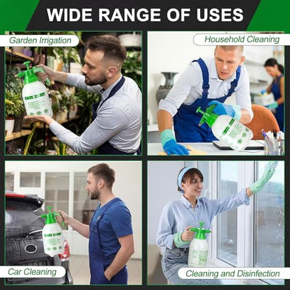 2 Set Handheld Pump Sprayer 68 oz Garden Pump Sprayers 0.5 Gallon 2l Adjustable Water Spray Bottles with Steel Nozzle Extended Rod for Plant Mist Watering Spraying Fertilizing Cleaning - color: White, size: 2L