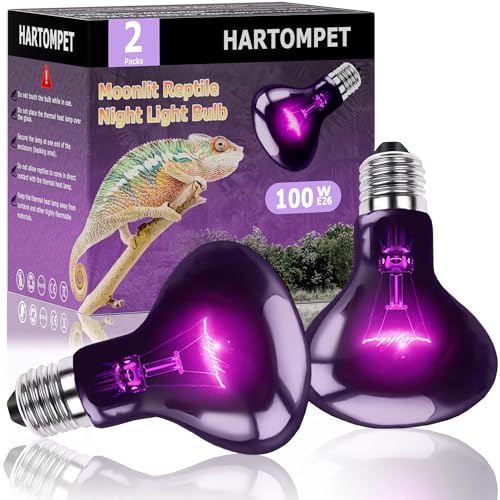 100W Reptile Night Light Bulb - UVA Heat Lamp - Simulates Natural Moonlight, Purple Basking Lamp for Bearded Dragons, Lizards, Chameleons and Amphibians - Ideal for Reptile Aquariums & Tanks - color: Moonlight Heat Lamp, size: 100W Upgraded - 3.1"