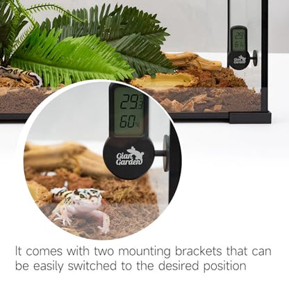 Mini Reptile Terrrarium Thermometer Hygrometer, LCD Display Temperature and Humidity Gauge Reptile Tank Accessories with Suction Cup (Black)