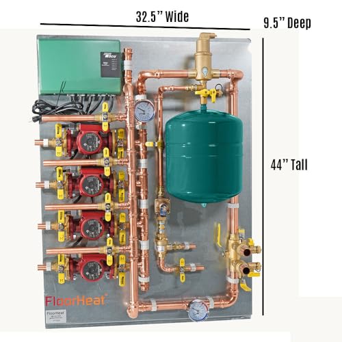 Hydronic Radiant Heat Control Panel - 4 Zone | Pre-Assembled Heating Distribution System for Underfloor, Home & Space Heating | High-Efficiency & Easy Install - size: 4 Zone - For use with/without Glycol