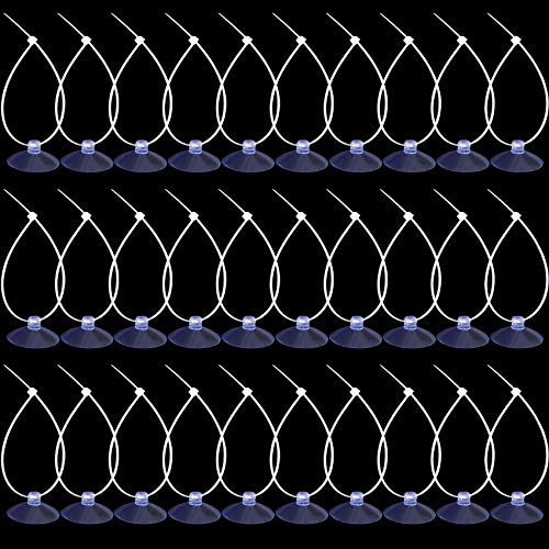 ANCIRS 30pcs 35mm Suction Cups with 50pcs Transparent Zip Ties, Rubber Anti-Collision Sucker Pad Without Hooks for Home & Kitchen Hanging Organization - size: 35 mm