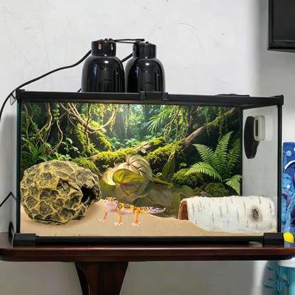 Small Hideout for Reptiles,Reptile Hide Cave Resin Gecko Habitat Decor 2 in 1 Multi-Functional Leopard Gecko Tank Accessories Hideout with Detachable Base as Food Bowl
