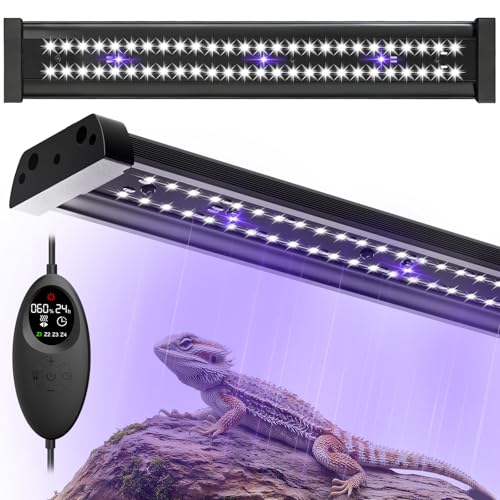 UVB Light for Reptiles, 16IN 12W LED UVA UVB Terrarium Lamp with 4 Auto Modes for Ferguson Zones, Terrarium Lamp for Bearded Dragons, Leopard Gecko, Snake, Turtle & More - color: Black 16in