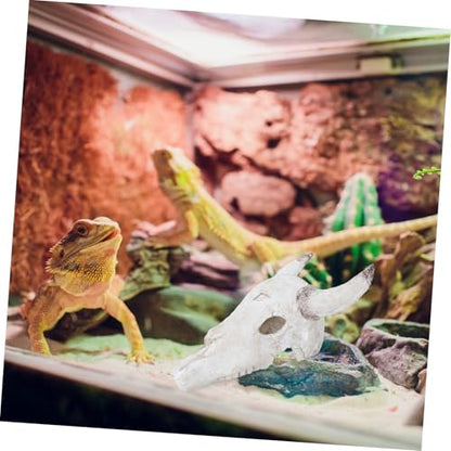 Toyvian Resin Cattle Skull Aquarium Decor Unique Reptile Hideout for Terrarium for Geckos Lizards and Spiders Artificial Habitat Ornament