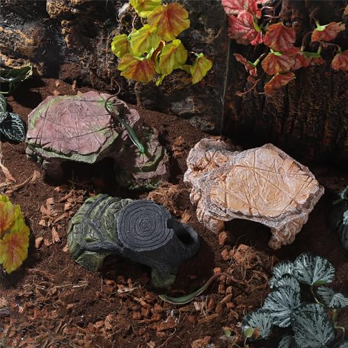 IBWell Turtle Basking Climbing Platform Aquarium Fish Tank Ornament Reptile Climbing Ramp Decorations for Salamanders Amphibians Newts, Terrace Tortoise Resting - Sienna - style: Sienna