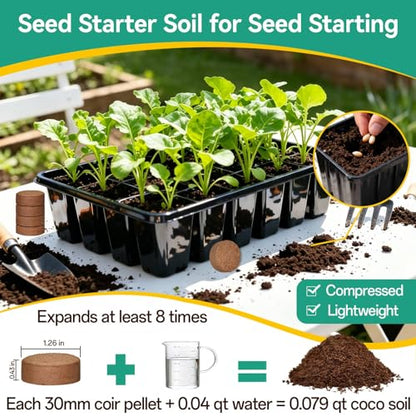 ZeeDix 100 Pcs (30mm) Compressed Coco Coir Fiber Potting Soil Seed Starters - Organic Coco Coir Pellet Fiber Soil for Planting Bonsai, Herbs, Plants, Flowers and Vegetables - size: 30mm