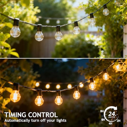Outdoor Dimmer for String Lights,Plug-in Dimmer Switch 100FT Remote Control & Timer (2H/4H/6H/8H),Waterproof Light Dimmer for Outdoor & Indoor Use,Compatible with Dimmable LED/Tungsten/Patio Lights