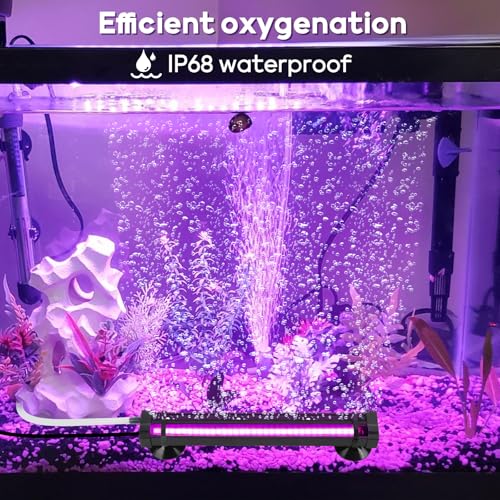 Submersible Bubble Aquarium Light：RGB Aquarium Light with Remote Control Oxygenator for Saltwater Coral Growth - 9 Inch Waterproof Fish Tank Light Designed for Aquarium Breeders - size: 9 inch Nanoscale Bubbles