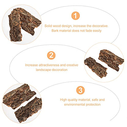 VILLCASE 2-Pack Reptile Bark Hideout Climb Platform Natural Cork Bark for Terrarium Landscape Decoration Ideal for Bearded Dragons Lizards Amphibians 7.87X3.14X0.78In