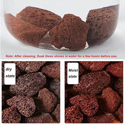 Tfwadmx 10 Pack Aquarium Red Lava Rock Fish Tank Volcanic Pumice Stones for Shrimp Betta(1.18''-1.96'') - color: Red, size: M:1''-2''