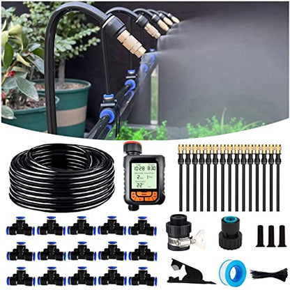 66FT Drip Irrigation Kit, Automatic Garden Watering System with Tool-Free Quick Connectors, 360° Bending Droppers & Copper Misting Nozzles for Greenhouse, Patio, Lawn & Vegetable Garden. (20M) - size: 20M