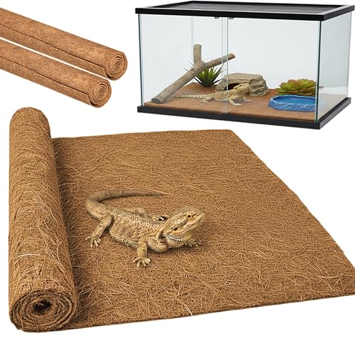 Reptile Carpet, Reptile Mat, Natural Coconut Fiber Liner Flooring for Tank, Bearded Dragon Tank Accessories (18"X 36", 2 PCS) - color: Brown 18"×36", size: 2 PCS