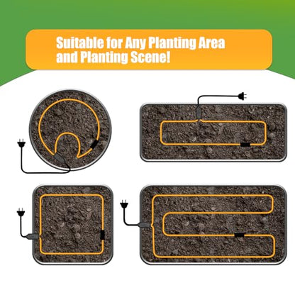 Soil Heating Warming Cable 49ft for Plants Built-in Thermostat for Seed Grow Indoor/Outdoor Cold Frames Garden Containers