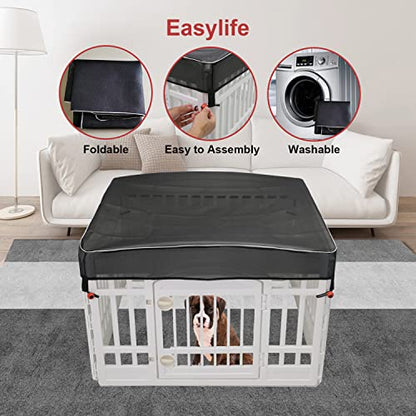 Dog Playpen Cover Mesh Top - Dog Pen Cover for Pets Fits 36 Inch 4 Panels Square Plastic Exercise Pet Pen,Provide Security for Indoor Dog Pen (Playpen Not Included) - color: 36 inch 4 panel mesh cover