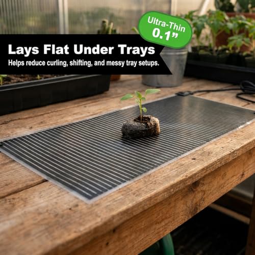 Seedling Heat Mat - Precision Fit for 1020 Trays, Water-Resistant Plant Heating Pad for Germination, Propagation, Hydroponics and Indoor Gardening, Made in USA (11" x 22") - size: 11" x 22"