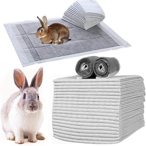 kathson 100PCS Rabbit Pee Pads 18×13in Disposable Guinea Pig Cage Liners Super Absorbent Black Carbon Odor-Control Bunny Training Pad with Quick-Dry Surface for Bunny Kitten Hedgehog Small Animals - size: Gray, 100Pcs