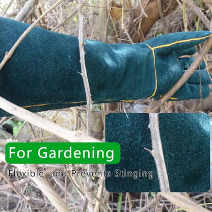 Bite Proof Gloves, Animal Handling Gloves, 24-inch, Cat Scratches Proof | Cactus Gardening Gloves, Grabbing Reptile Bite Resistant XL Size, Green