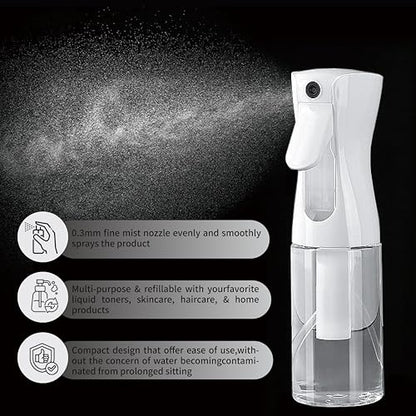 Continuous Spray Bottle for Hair-6.76OZ/200ML,Continuous Mister Empty Spray Bottles,Ultra Fine Mist Water Sprayer for Hairstyling, Cleaning, Plants, Pets, Barbers, Salons(2PCS)