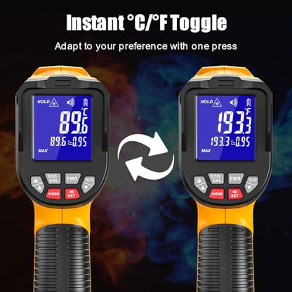NJTY Infrared Thermometer Gun, -58℉ to 3992℉, High Temp Laser Thermometer with Adjustable Emissivity, Non-Contact Digital IR Pyrometer for Furnace, Kiln, Metal, Industrial Use - style: -58℉ to 3992℉