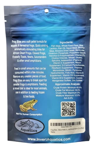 Frog Bites - Moist Pellet Sinking Diet for Frogs & Small Amphibians (3 oz (85g)) - size: 1.5 Ounce (Pack of 1)