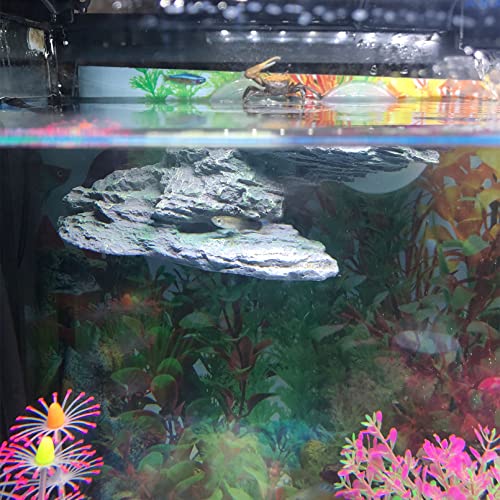 kathson Turtle Basking Platform with Suction Cup Tortoise Climbing Rest Terrace Resin Step Decoration Reptile Habitat Rock Decor for Frogs,Lizards,Geckos,Bearded Dragon-L - style: Slope