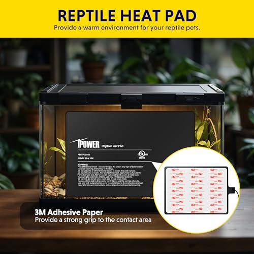 iPower 8x12 Inch Reptile Heating Pad, Under Tank Heater Warmer Heat Mat with Temperature Adjustable Controller Knob for Turtles, Lizards, Snakes - color: Black/Heat Pad with Adjust Knob, size: 8" x 12"
