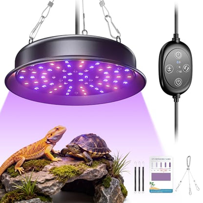 UVB Light for Reptiles, TFNN Reptile Light Fixture with 3-6-12 Cycle Timer & 3 Brightness, Full Spectrum UVA UVB Lamp for Turtles Bearded Dragon Snake (18W)